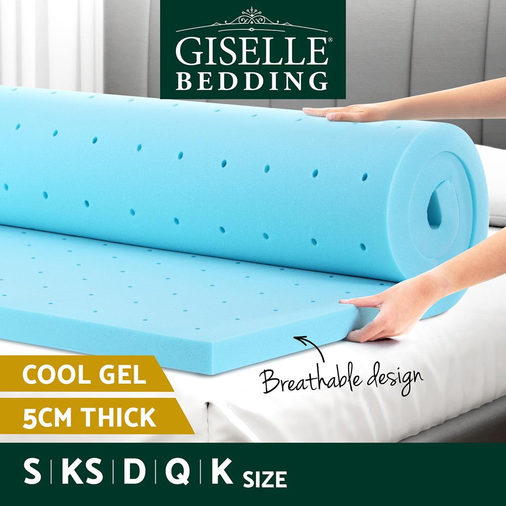 Giselle Bedding Memory Foam Mattress Topper 5cm Ventilated Gel Bamboo Cover