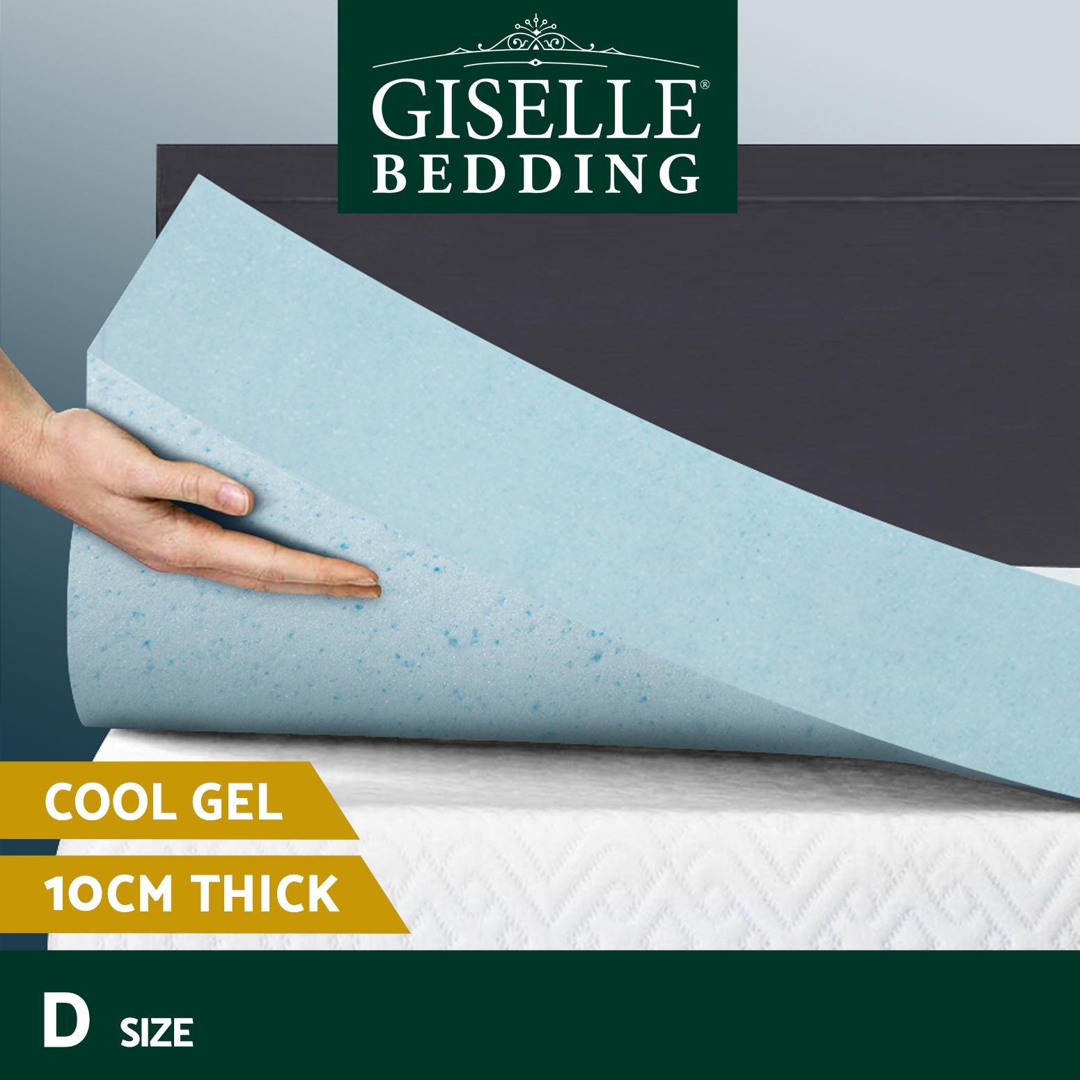 Giselle Bedding Cool Gel Memory Foam Mattress Topper Double 10cm Bamboo Cover