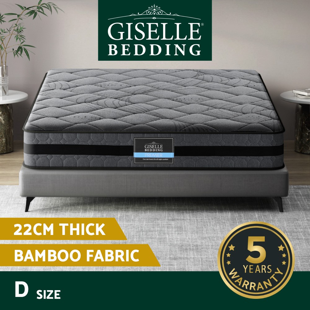 Giselle Bedding Wendell Series 22cm Double Pocket Spring Mattress Medium Firm