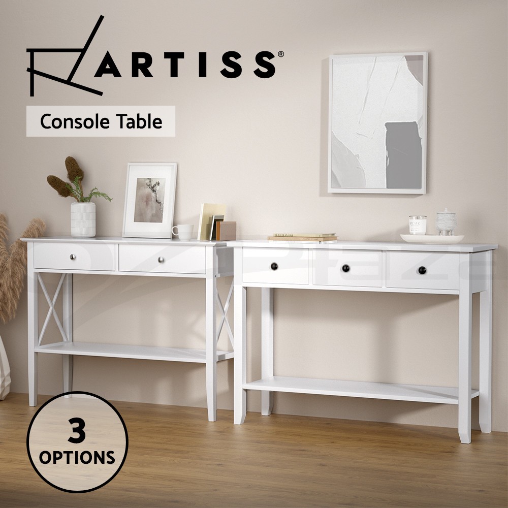 Artiss White Console Table Hallway Entry Storage Drawers-100CM Modern Lacquered