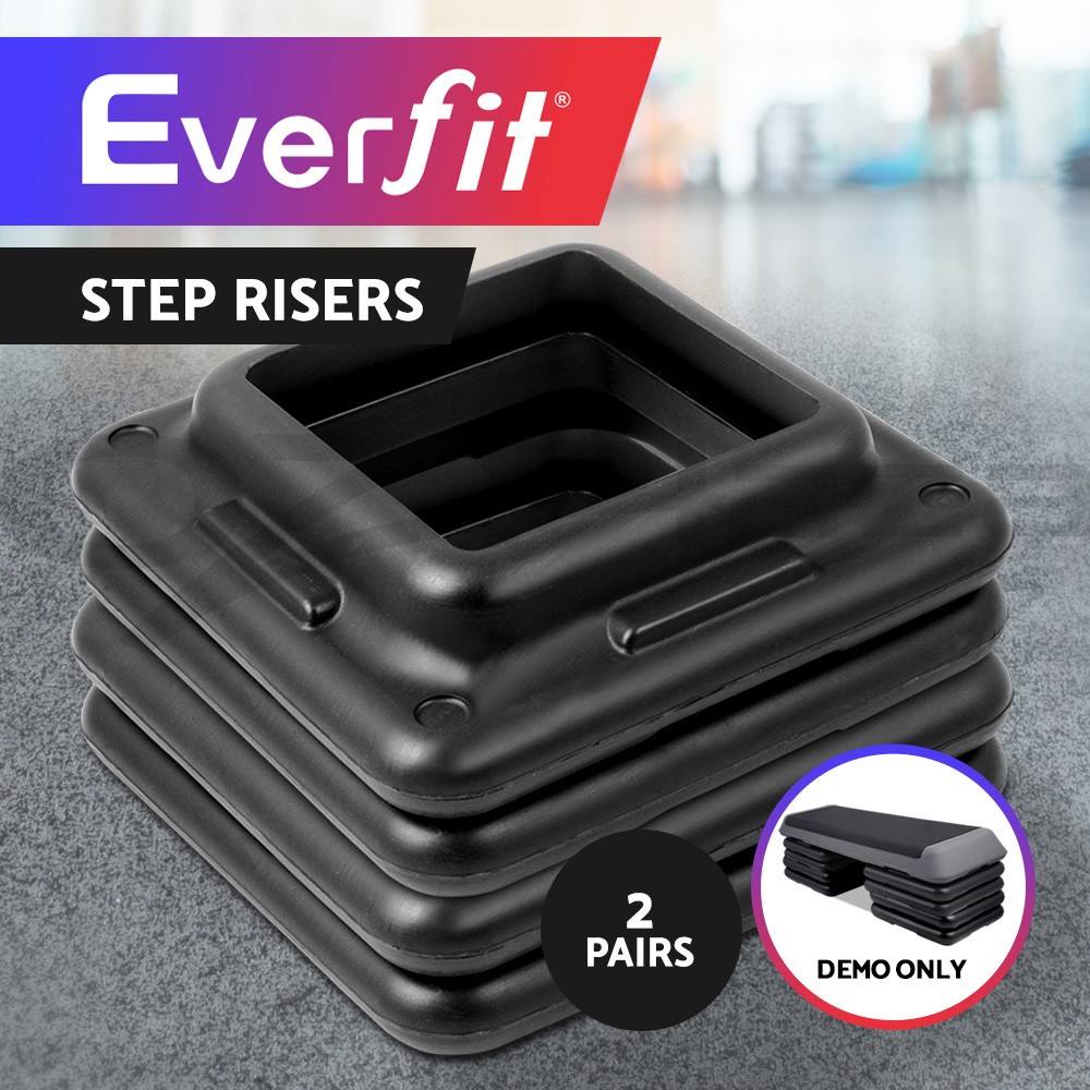 Everfit 4x Aerobic Step Risers 5cm Height Increase Black Non-skidding Pads Home