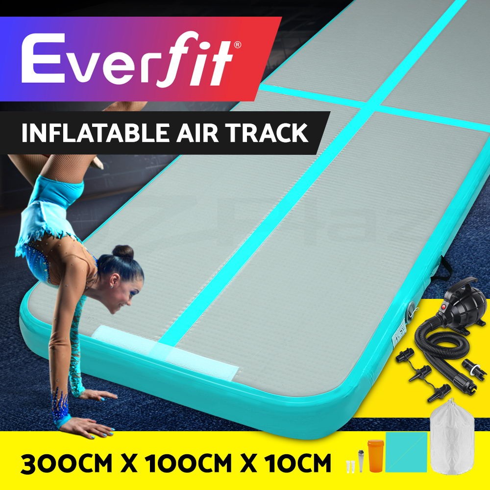 Everfit Inflatable Air Track Mat 3M Gymnastics Tumbling 10CM Non-Slip Exercise