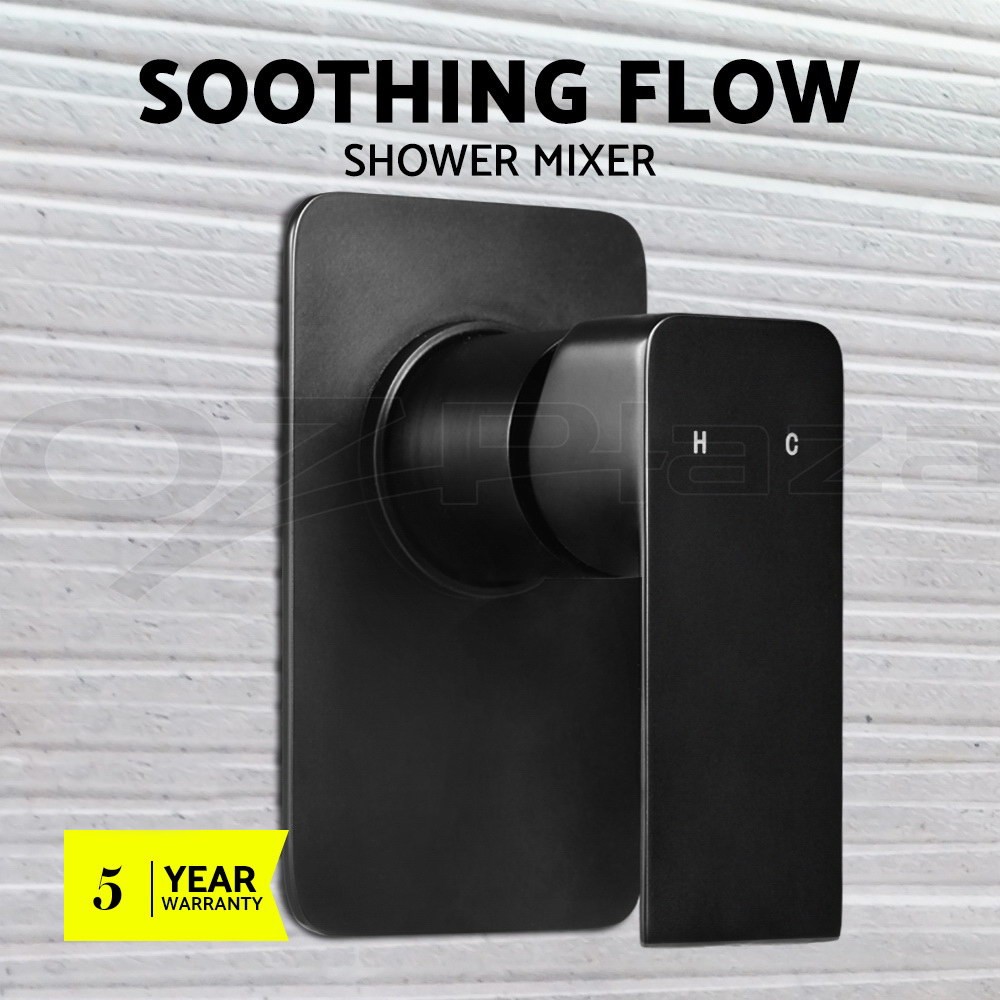 Cefito Rain Shower Mixer Tap Brass Matte Black Hot Cold Square 20cm Massage Jets
