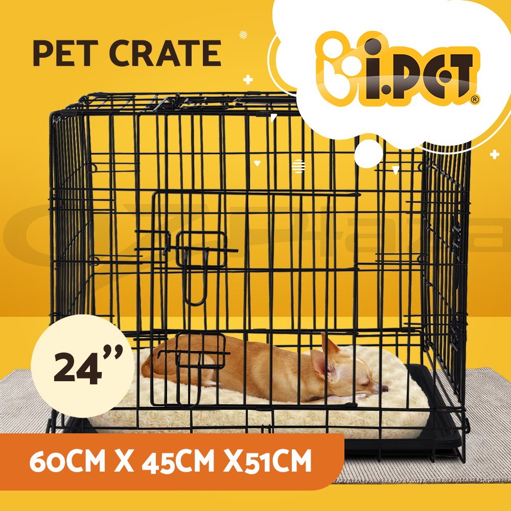 i.Pet XXL 48 Dog Cage Foldable Steel Black Slide-Out Tray Secure Latch Lock