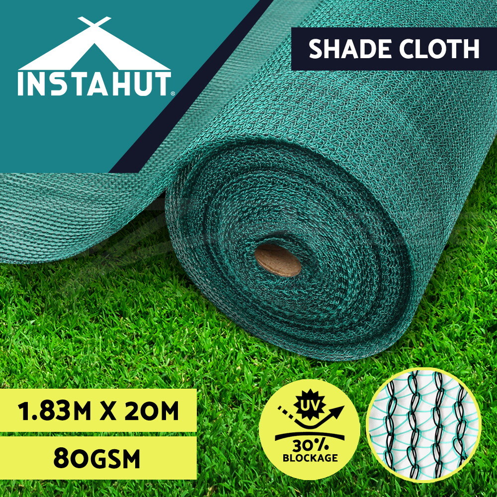 Instahut 30 Shade Cloth 1.83x20m Green UV-Stabilized HPDE Wide Heavy Duty