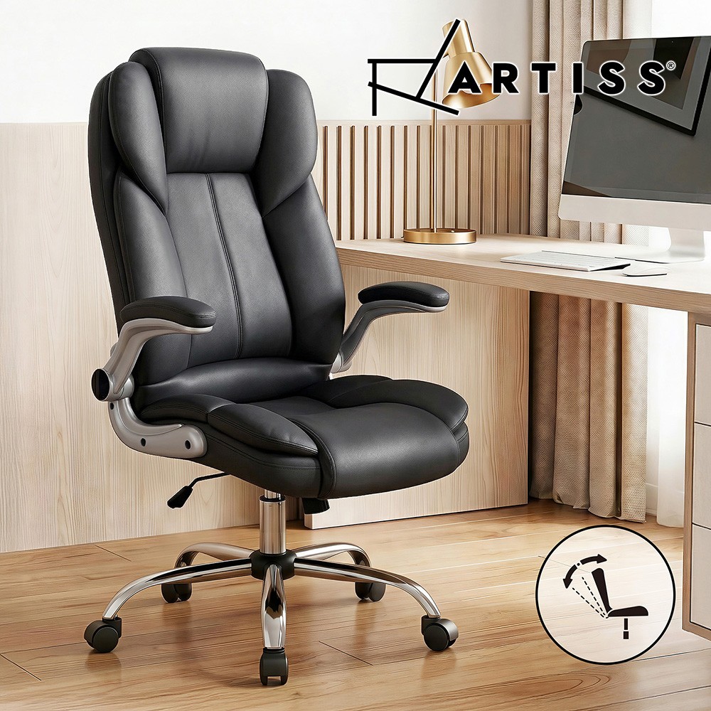 Artiss Kea Executive Office Leather Recline Flip-up Built-in Lumbar 150kg 360