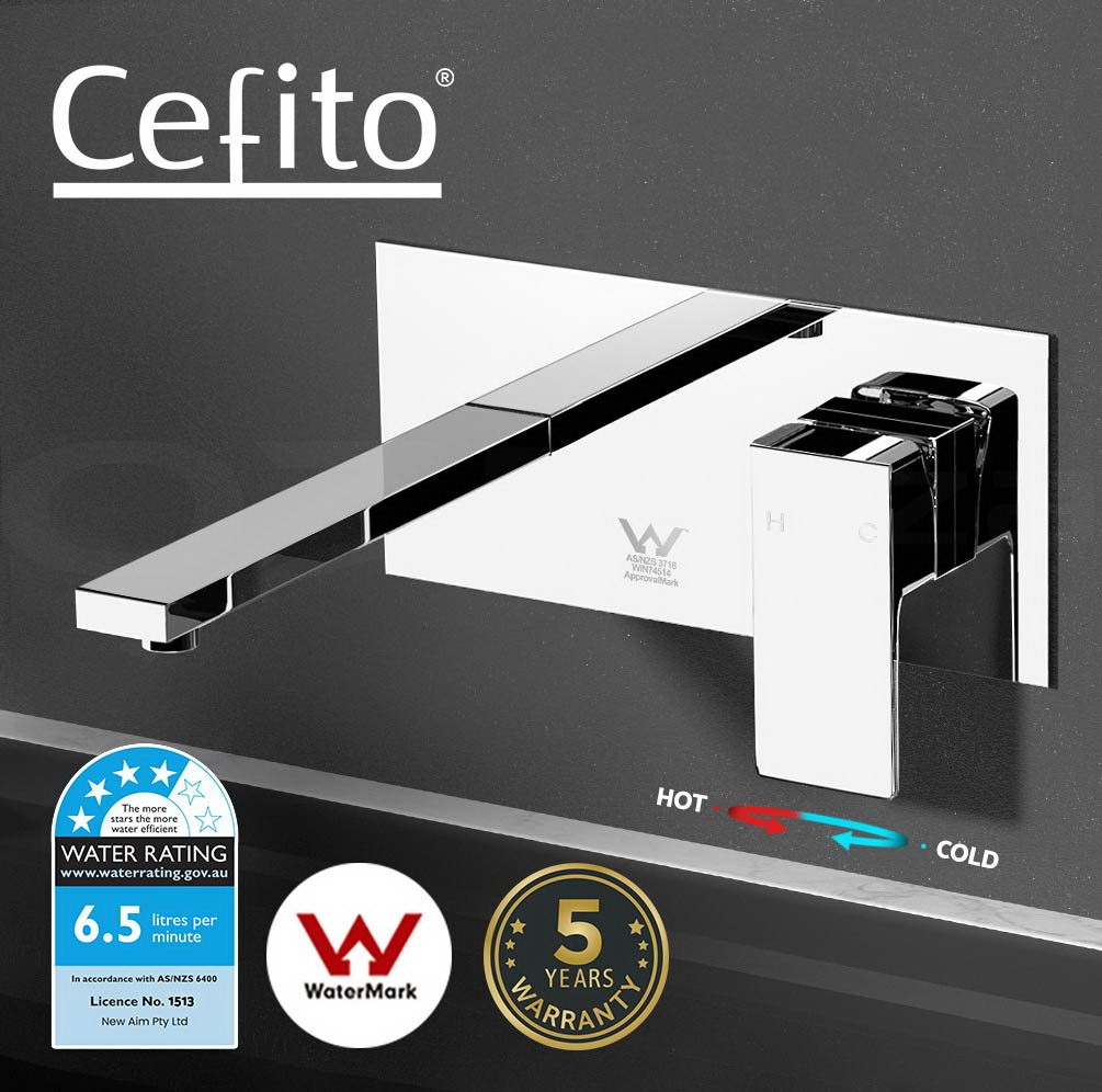 Cefito Wall Mixer Tap Chrome Brass 35mm Ceramic Cartridge WELS 4 Stars 6.5 L/min