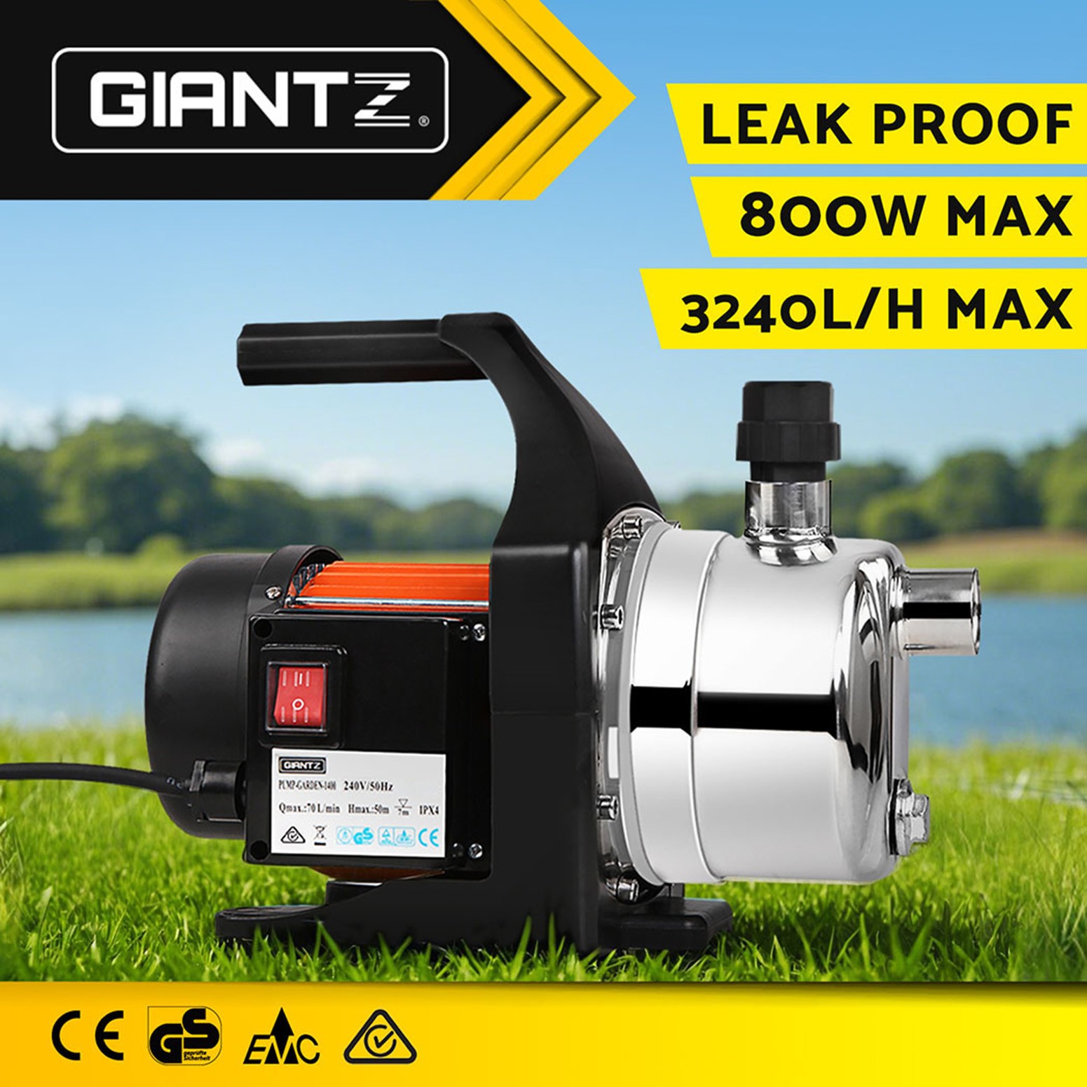 GIANTZ Garden Water Pump PUMP-GARDEN-800 800W 54L/min Stainless Steel Irrigation