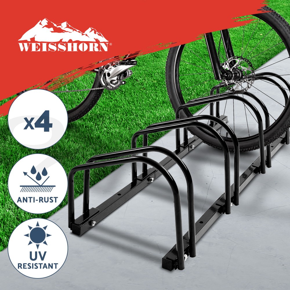 Weisshorn 4 Bike Stand Steel Floor Parking Rack Black Portable Storage Separable