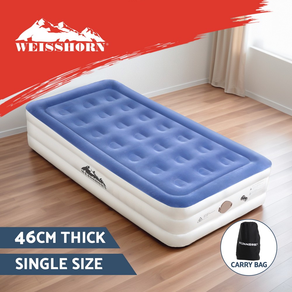 Weisshorn Inflatable Mattress Double Model 1-46cm Thick Flocked Built-in Pump