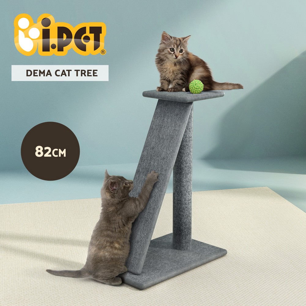 i.Pet Cat Tree Scratching Post 82cm Grey Ramp Perch 10kg PETCATCP002GR Climbing