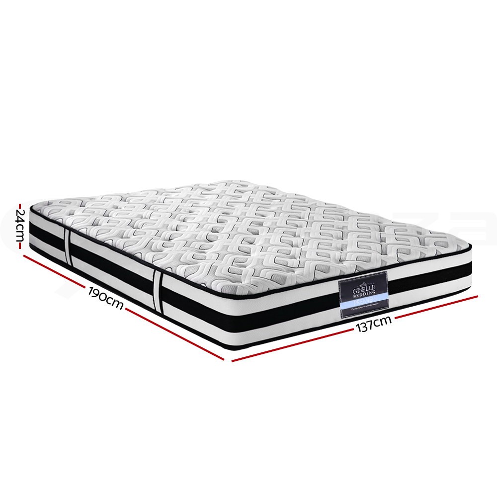 Giselle Bedding Double Mattress Tight Top Ultra Firm Pocket Spring 5 Zone 24cm