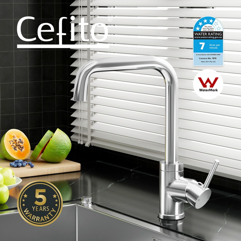 Cefito Kitchen Mixer Tap Chrome WELS 4-star 360 Swivel 35mm Ceramic Cartridge