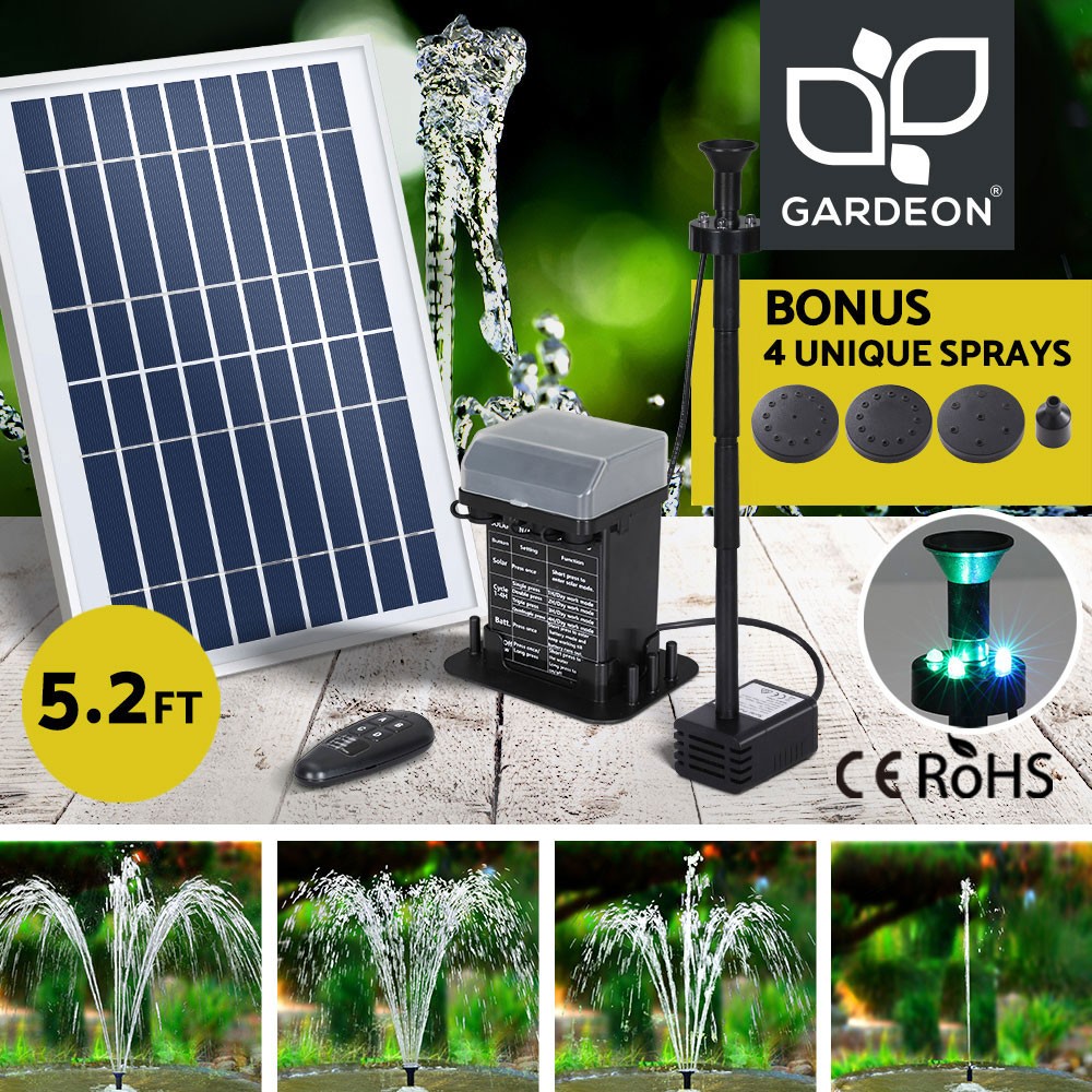 Gardeon Solar Pond Water Fountain Submersible Battery Lights 270L/H 5m Cable
