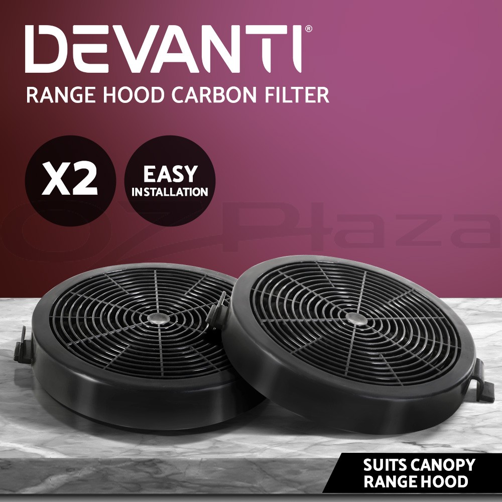 Devanti Rangehood Carbon Charcoal Filter Replacement 11cm Black Ductless X2