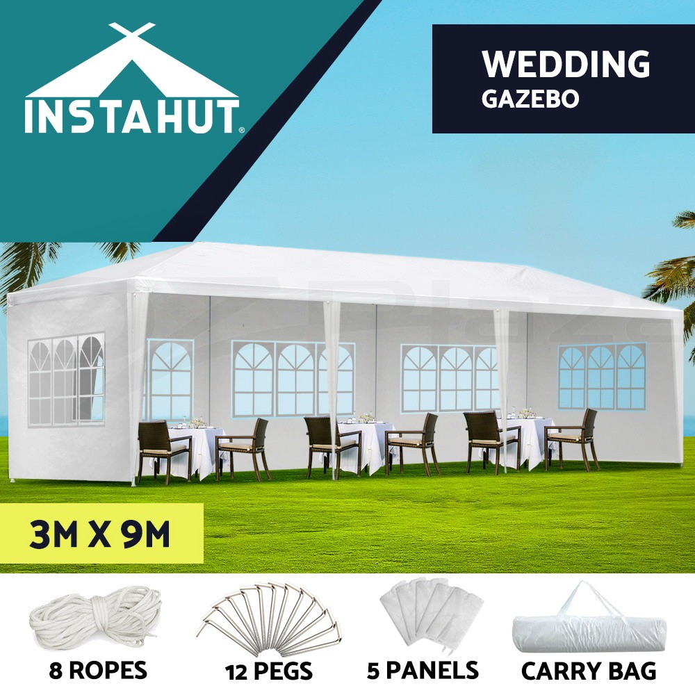 Instahut Gazebo 3x9m Outdoor Marquee Wedding Canopy PE Cover Steel UV waterproof