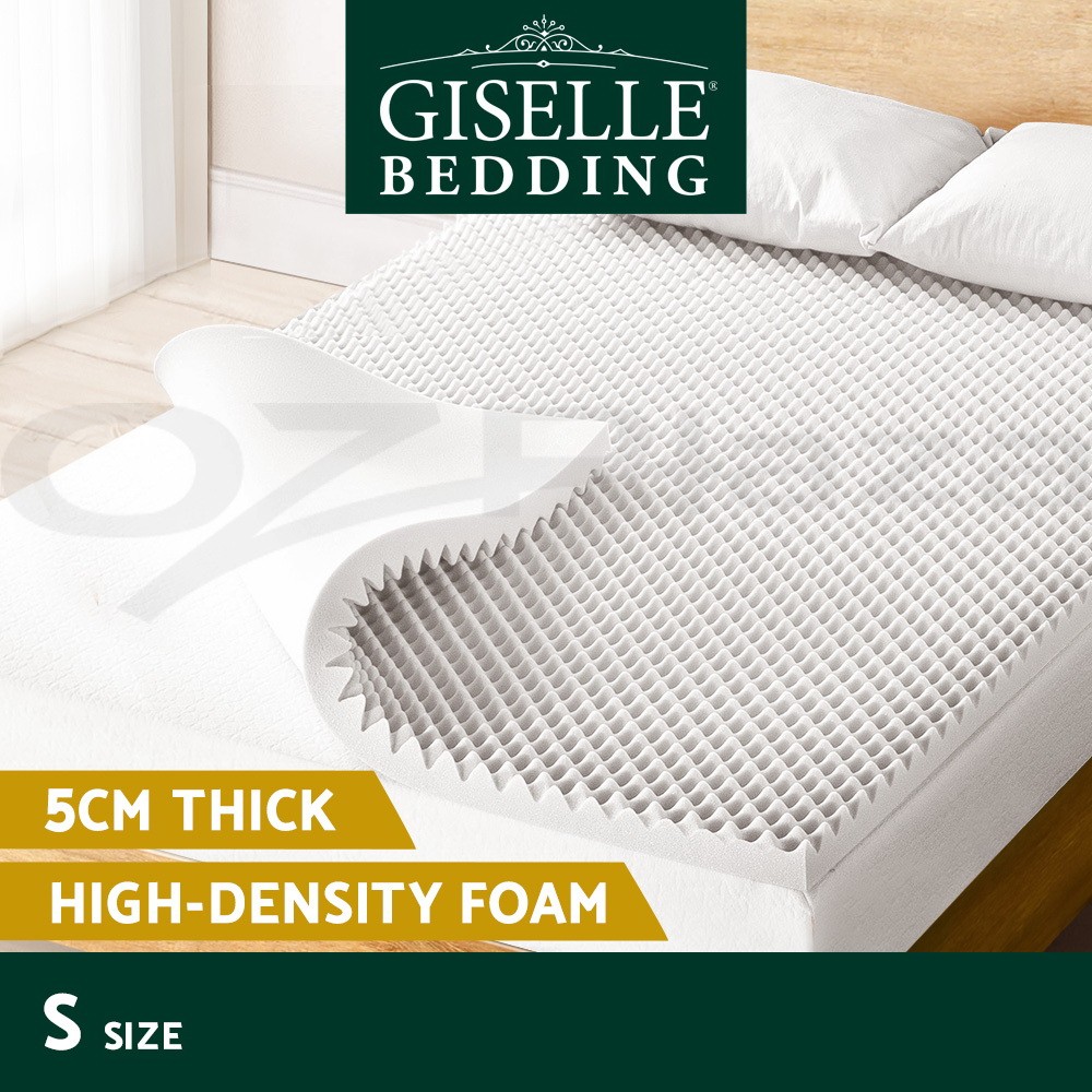 Giselle Bedding Memory Foam Mattress Topper Egg Crate 5cm Single 190cm 90cm Soft