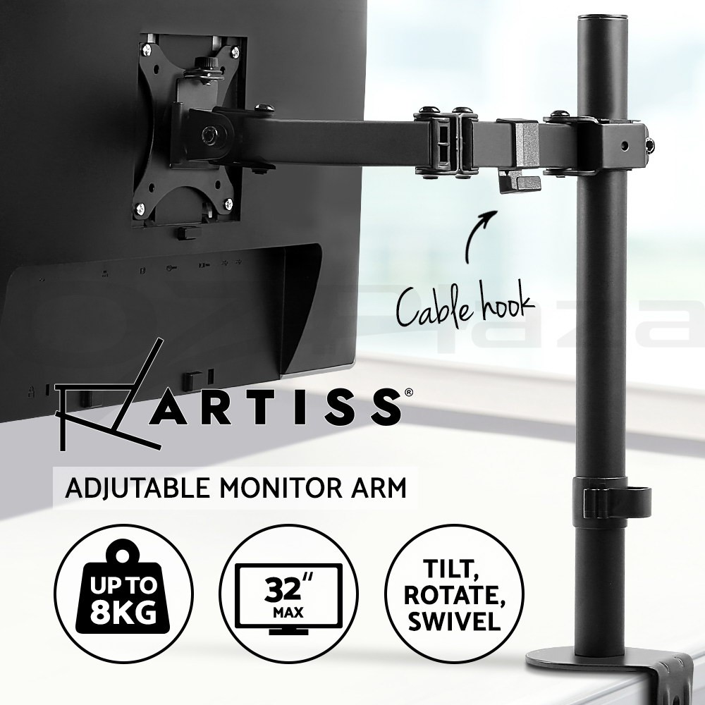 Artiss Dual Monitor Arm Desk Mount VESA 75x75 100x100 Steel Black Clamp Up to 32
