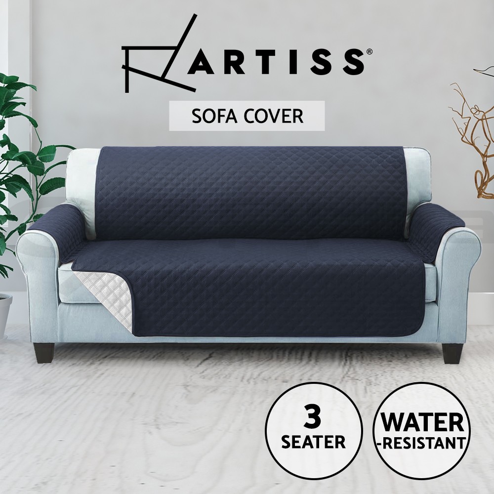 Artiss Sofa Cover 3 Seater Slipcover Dark Grey Quilted Anti-Scratch Microfibre