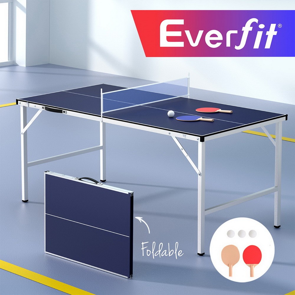 Everfit Ping Pong Table Tennis Foldable Portable Indoor Outdoor 152cm 76.5cm