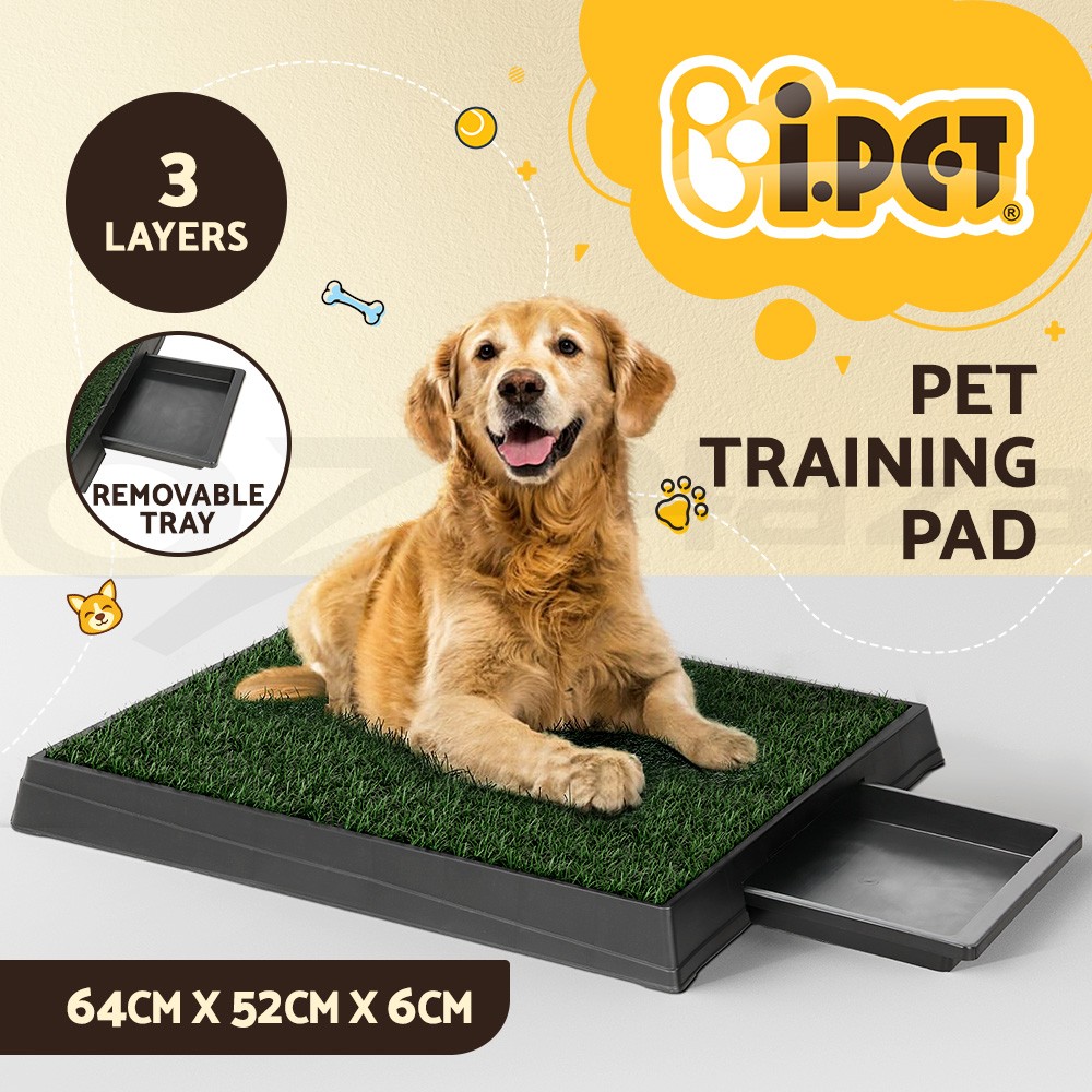 i.Pet Dog Training Toilet Tray Synthetic Grass Mat Removable Waste Drawer 64cm