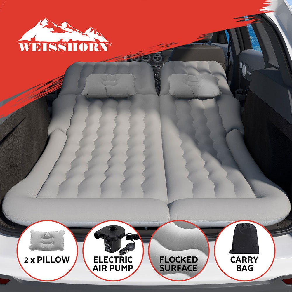 Weisshorn Inflatable Car Mattress SUV Camping Bed 175x130 Grey Air Pump pillows