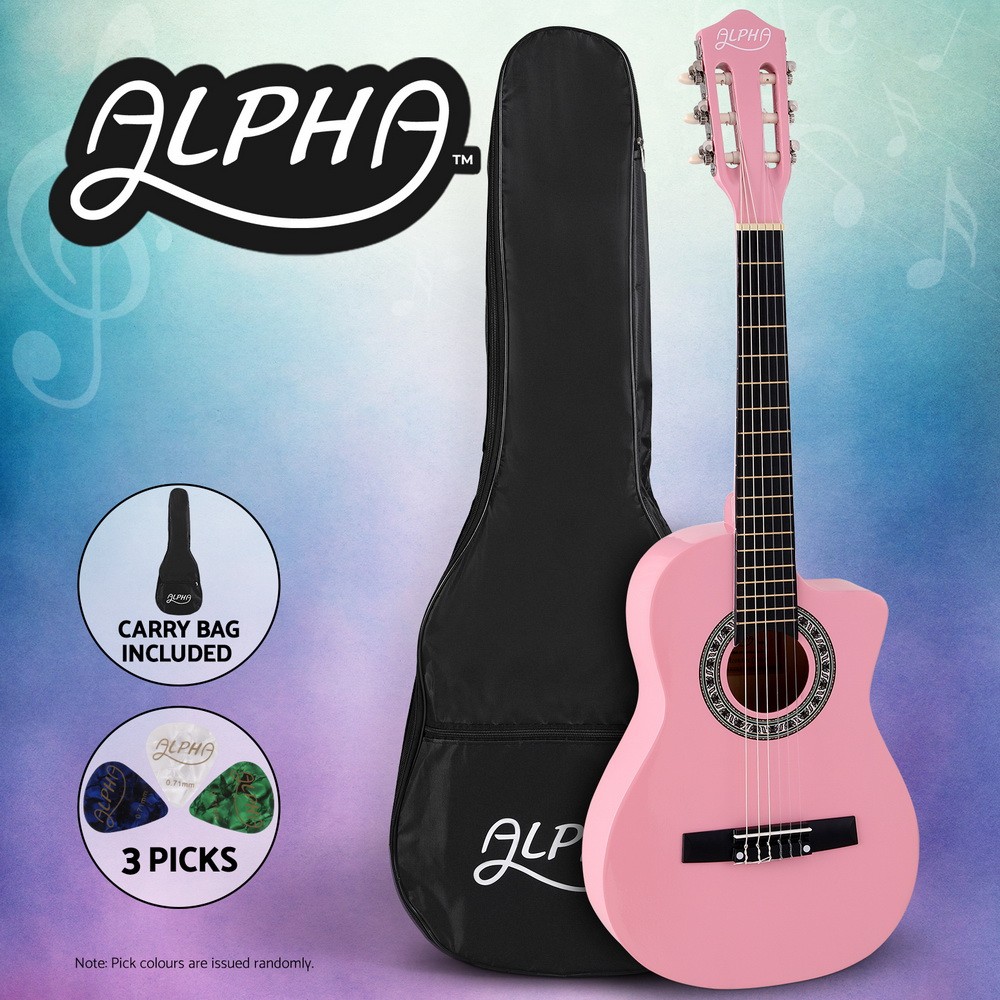 Alpha 34 Inch Classical Guitar Nylon String Beginner Laminated Linden Carry 87