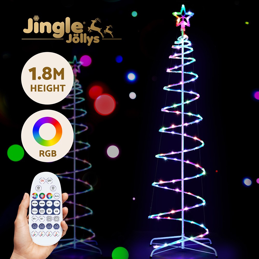 Jingle Jollys Christmas Tree 1.8m 100 RGB LED Bluetooth APP Remote Control DIY