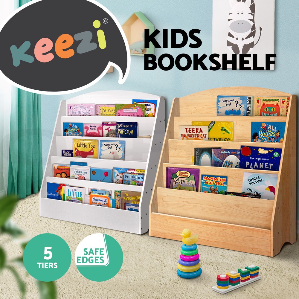 Keezi Kids Bookshelf 5-tier White Bookcase 80cm 85.5 cm Particle board 50kg