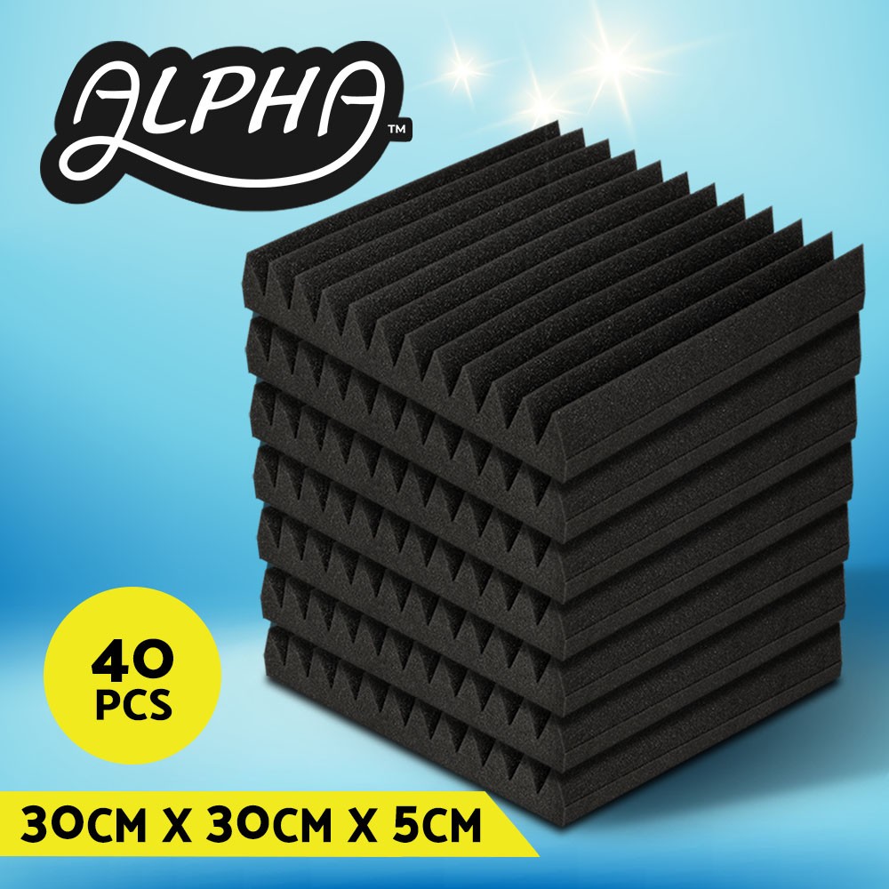 Alpha Acoustic Wedge Soundproofing Panels Black 40pcs 30cm 5cm 3.6m2 12-tooth