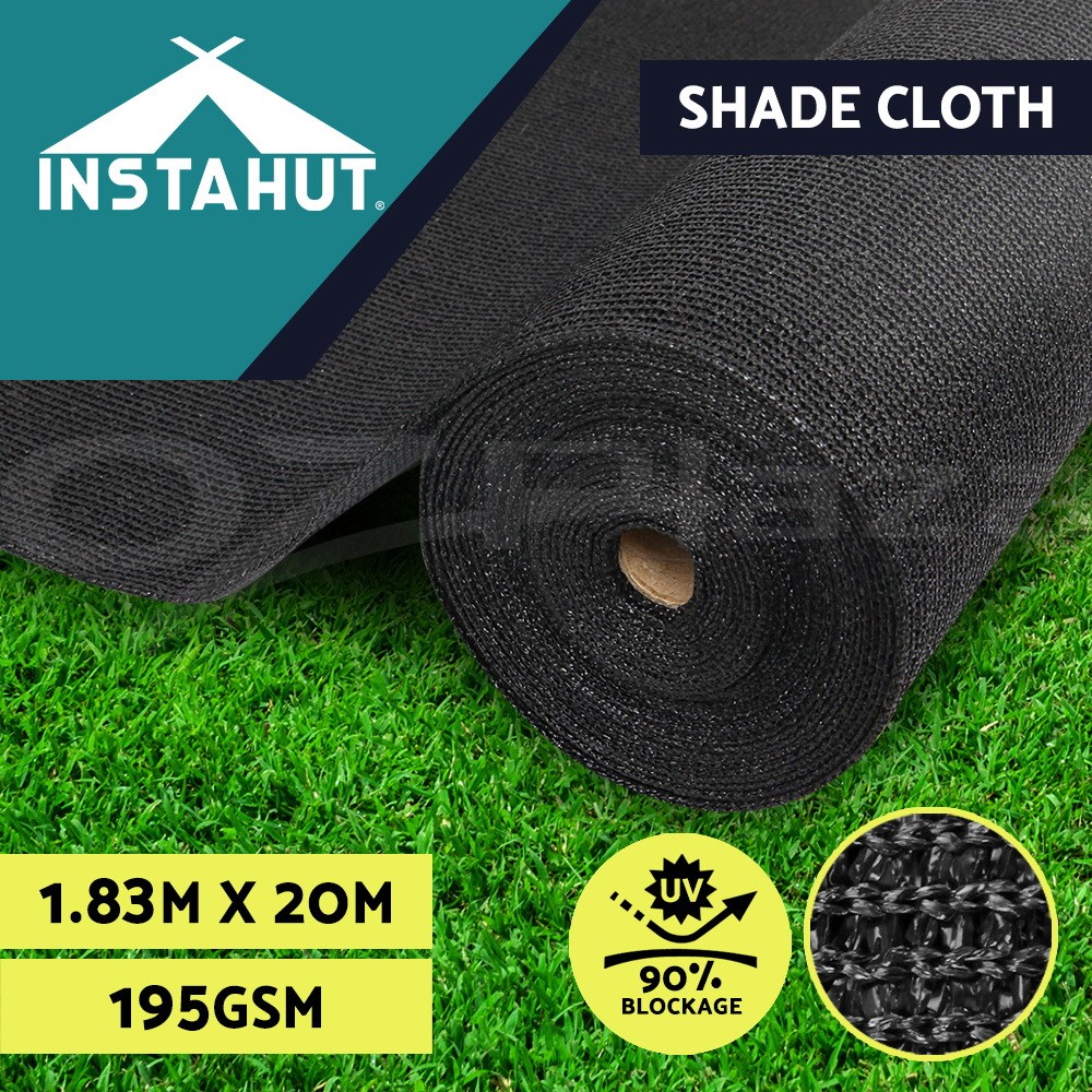 Instahut 90 Shade Cloth Roll 1.83m x 20m UV-Stabilised HPDE Heavy Duty Black