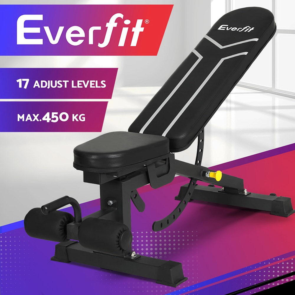 Everfit FID Weight Bench 450KG Adjustable Press Steel PU-leather Black Home Gym