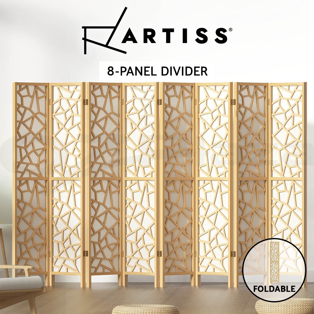 Artiss Clover Room Divider Screen Foldable Pine Wood Privacy 3 Panels-Black