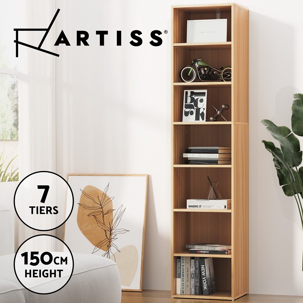 Artiss MILO Bookshelf Bookcase 7-tier Adjustable Removable Pine Storage Display