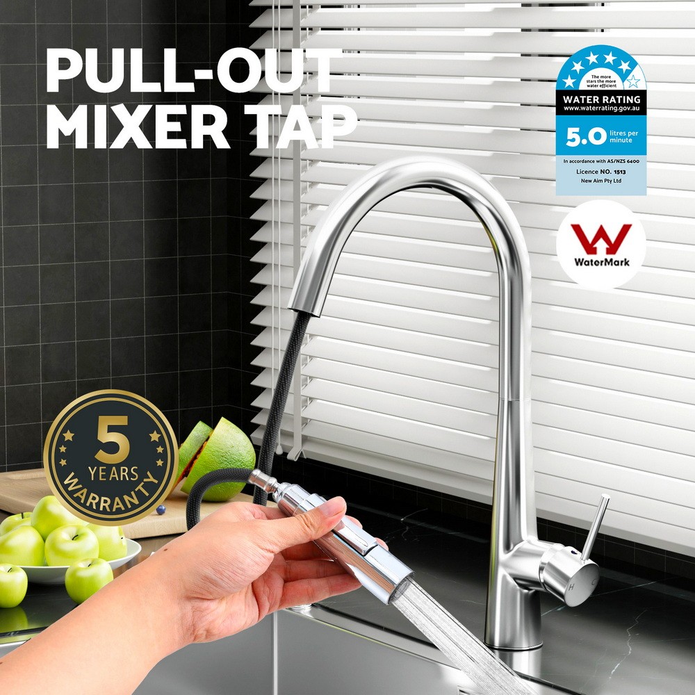 Cefito Kitchen Mixer Tap Pull Out 2 Mode WELS Chrome 35mm Ceramic Cartridge 360