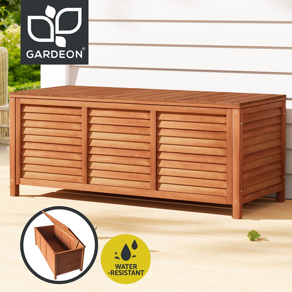 Gardeon 210L Outdoor Storage Bench Fir Wood Waterproof Box Seat Nature Wood