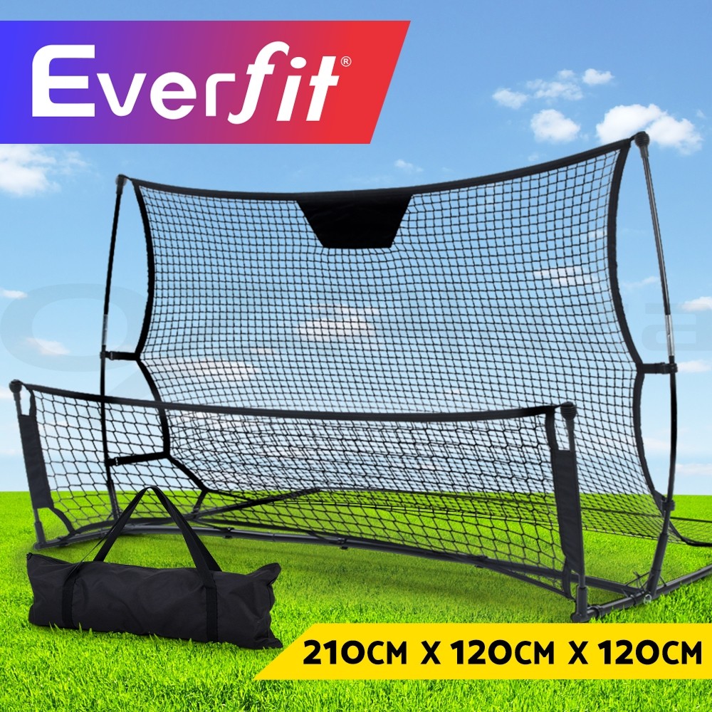 Everfit Portable Soccer Rebounder 2-in-1 Training Goal Net 210cm Steel Black