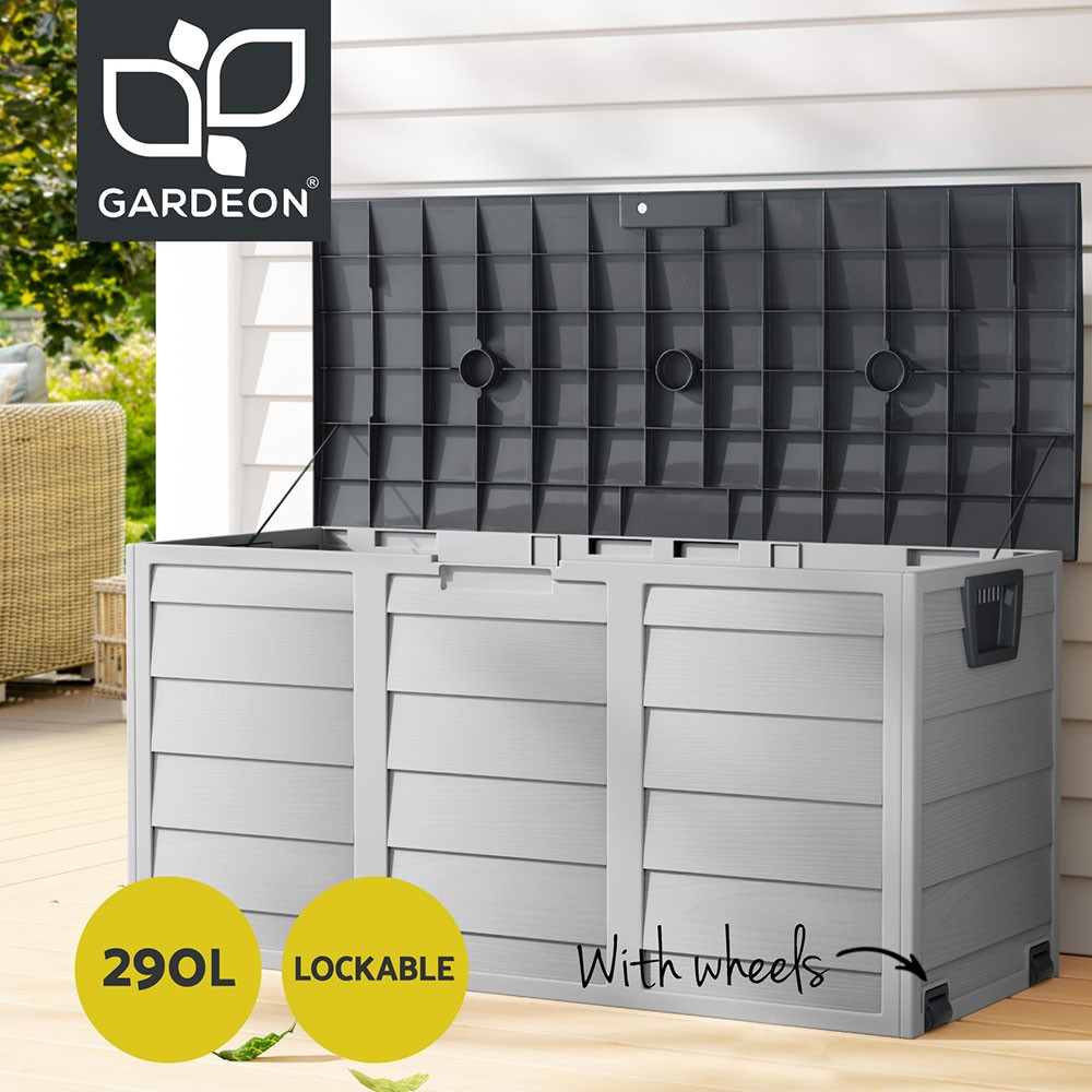Gardeon 290L Outdoor Storage Box Lockable Water-resistant Grey Garden Toy Shed