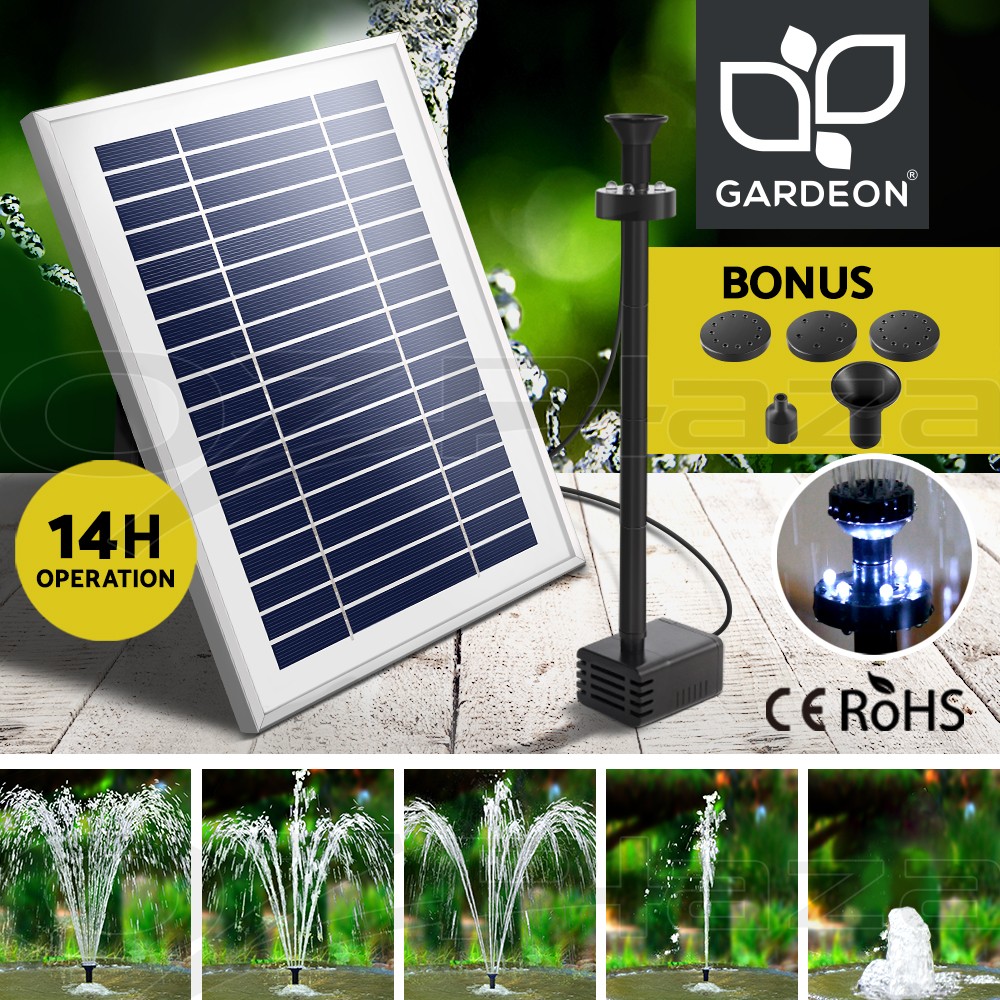 Gardeon Solar Pond Pump FOUNTPONDBLIDX50 LED Lights Battery Kit 250L/H 1.3m