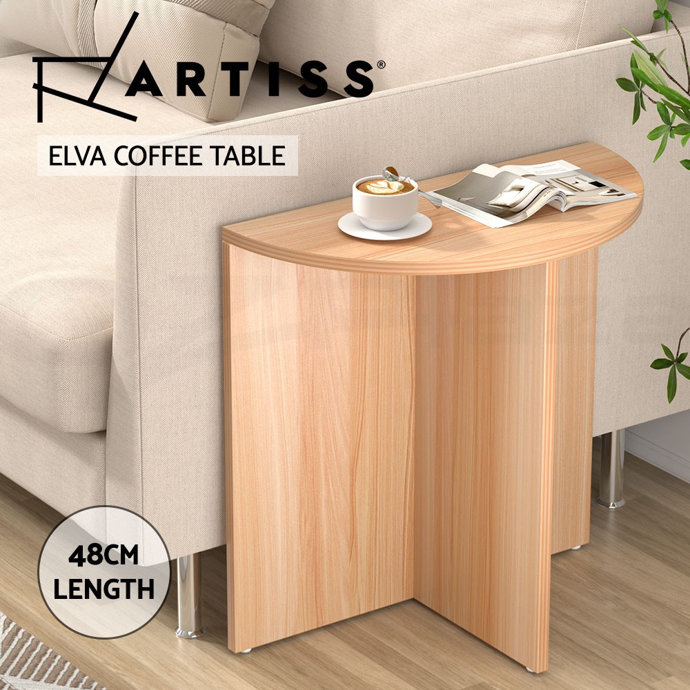 Artiss Elva Semicircle Coffee Table Side Table Pine Particle Board 48cm 24cm