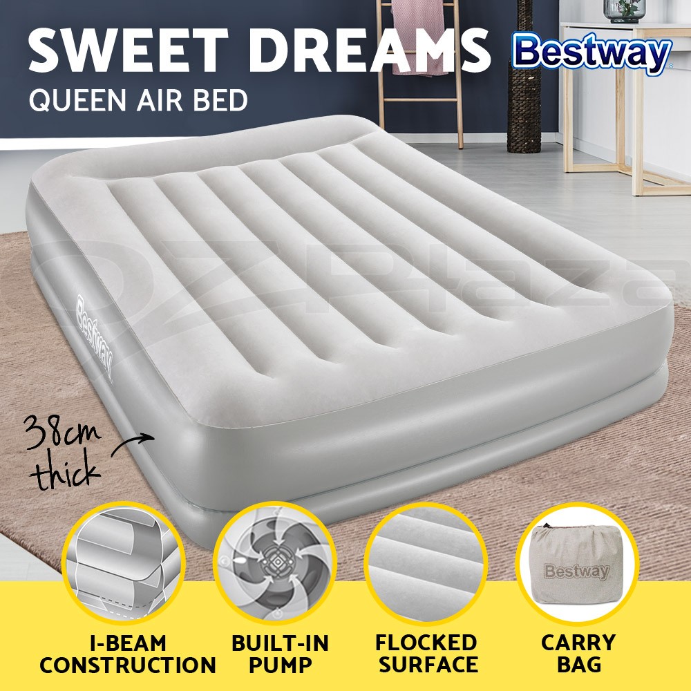 Bestway Queen Inflatable Bed Mattress 69019 Built-in 240V Pump Flocked surface