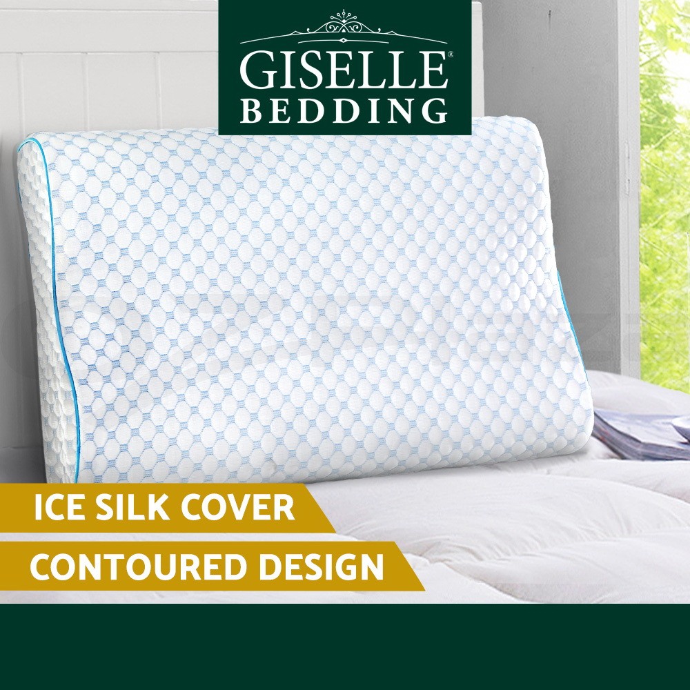 Giselle Bedding Memory Foam Pillow 851745700457R Gel Cooling Ice Silk Cover