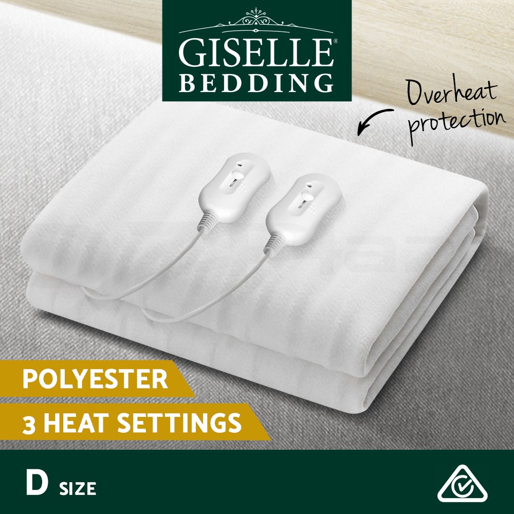 Giselle Electric Blanket Double Fitted Washable Three Heat Levels 100 polyester