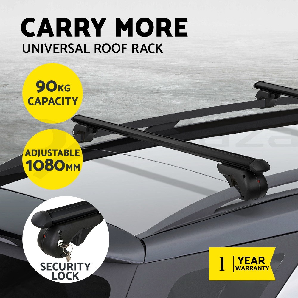 Universal Car Roof Rack Cross Bars Aluminium Adjustable 108cm/123cm Lockable