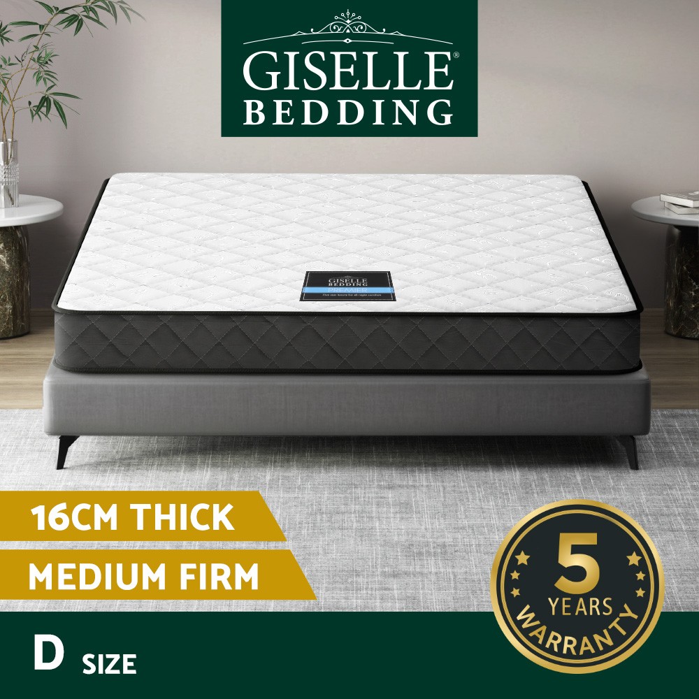 Giselle Bedding Double Mattress Bonnell Spring Medium Firm Foam 16cm Adults