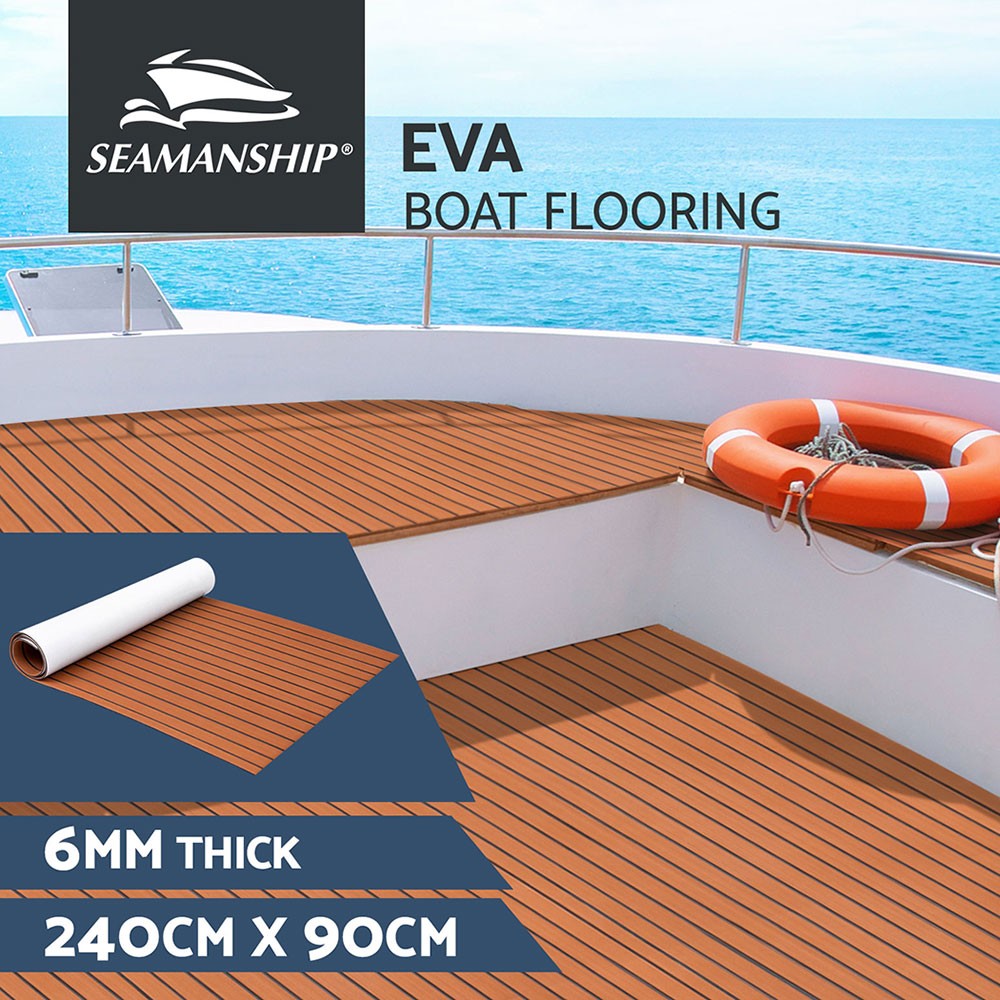 Seamanship EVA Foam Boat Flooring Mat 240x90x0.6cm Dark Brown anti-slip DIY