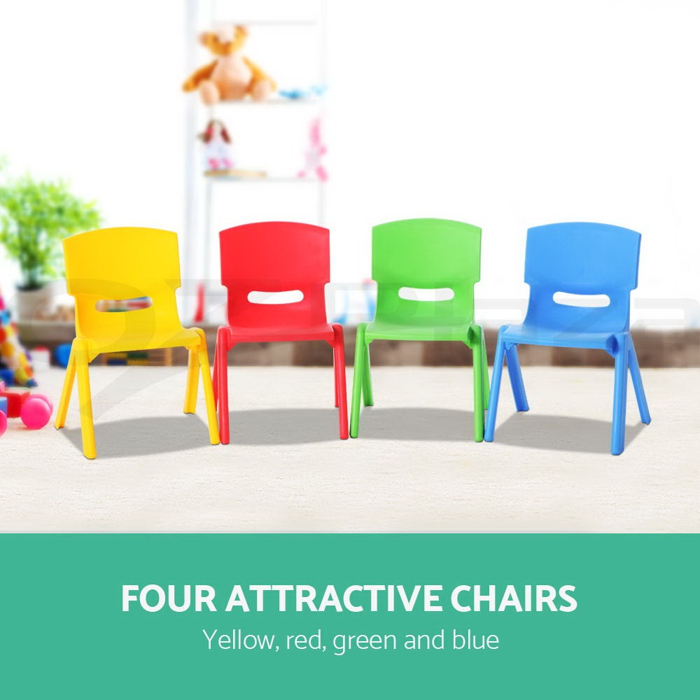 Keezi Kids Activity Table and Chairs 5-piece Blue Indoor Outdoor HDPE Plastic