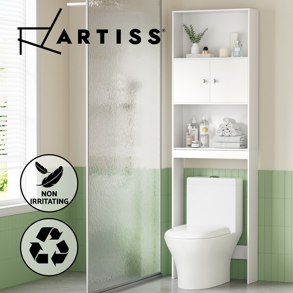 Artiss Bathroom Cabinet Over the Toilet White MDF/Chipboard 195cm Laundry Shelf