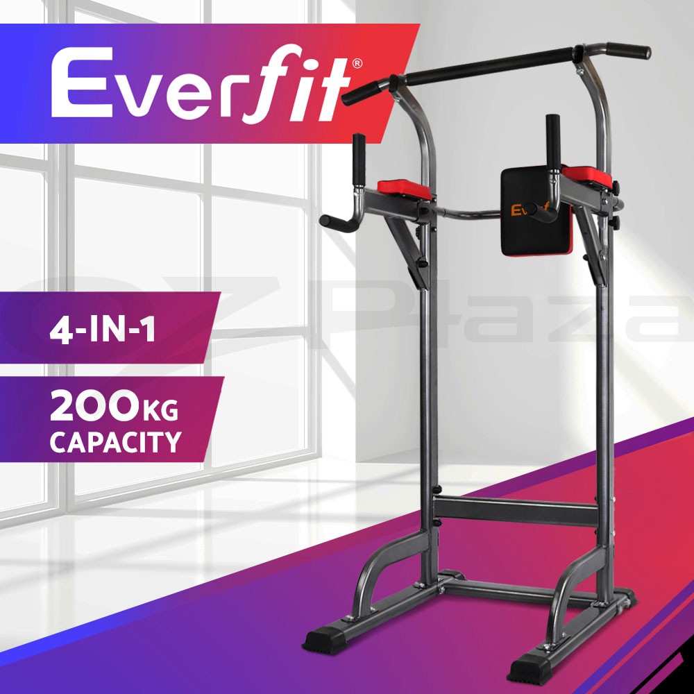 Everfit Multi-function Exercise Tower 4-in-1 Adjustable Pull-up Bar 200kg Black