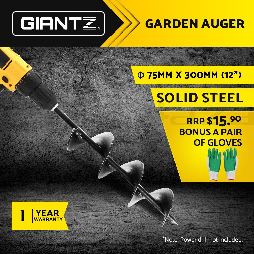 Giantz Power Garden Spiral Auger Hole Digger Steel Drill Bit 300/600mm 75mm